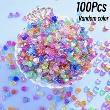35/55/88/100/200Pcs Colorful Heart-Shaped Acrylic Beads Transparent Colorful Heart Beads For Jewelry Making DIY Craft Materials Random Colors - Multicolor - View 17