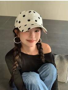 1pc New 2026 Korean Style Polka Dot Baseball Cap For Women, Summer Thin Breathable Sun Protection Hat, Face-Slimming Design - Multicolor - View 8