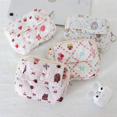 New Cartoon Coin Purse, Cute Coin Bag, Small Wallet, Travel Bag, Can Store Various Small Items, Lightweight, Cartoon Print, Zipper, Zipper Pull, Suitable For Travel, Going Out, Home, Living Room, Festival Necessity, Beach Essential.