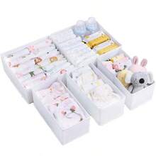 12 piezas/6 piezas/1 pieza Cestas de almacenamiento plegables, cajas organizadoras de ropa, cajones para la guardería, dormitorio - para calcetines de bebé, baberos, ropa interior, sujetadores, almacenamiento de juguetes - Multicolor - Ver 21