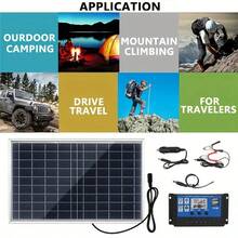 30W Portable Solar Panel Kit For Yard & Villa, Optional 100A Controller, Output 12V-18V-24V USB 5V, Suitable For Power Bank, Phones, Watches, And Solar Home Systems - Black - View 7