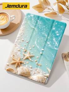 綠松石夏季海灘圖案印花，適用於 Kindle NK 11/Ko-Bo/Kindle Youth Edition/Kindle Paperwhite 5, Kindle 2024 保護殼/平板電腦三折立式保護殼，具備自動喚醒/睡眠功能，輕巧方便，完美貼合保護您的閱讀設備，適合兒童禮物/家庭禮物 - 彩色 - 查看 11