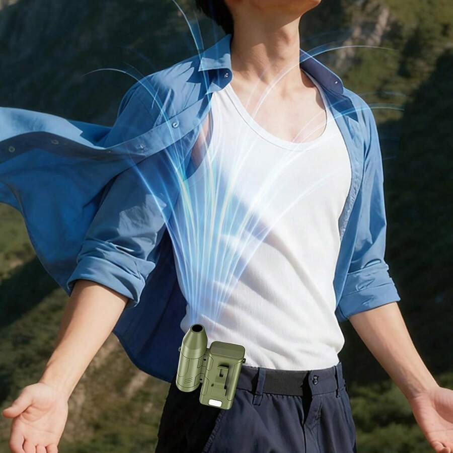 Waist Fan Clip On-Mini Lightweight Portable Fans Rechargeable Under Shirt Belt Pants Body Fans That Blow Cold Air,Waistband Cooling Fan,Powerful Small Personal Hanging Neck Cooler AC Travel Black - Green - View 1