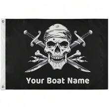2D Flat, 2D Door Banner, 1pc 2D Printing XPersonalied Boat Flag Custom Outdoor Flags 3x5ft Skull Pirate Flag Banner DIY Your Text Customied Gifts For Halloween Holiday Party (Single-Sided)701(3X5)(One Side Print) - 4*6 - 查看 9