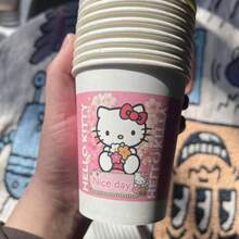 SANRIO Vasos de agua desechables lindos, diseño de 3 capas, patrón aleatorio, 10/25/50 piezas, vasos de papel grueso adecuados para el hogar y la oficina - Multicolor - Ver 10
