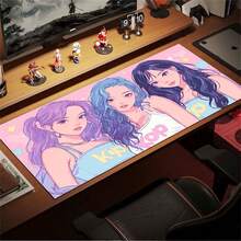 1 buah Alas Mouse Besar Bergambar Idola K-Pop Wanita, Alas Karet Anti Selip, Alas Meja Gaming yang Dapat Diperpanjang, Alas Keyboard Tahan Air & Tahan Lama untuk Kantor/Gaming/Dekorasi, Hadiah Sempurna untuk Penggemar K-Pop - View 4