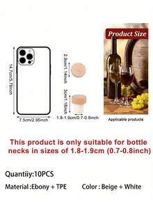 5入/10入組柄T型軟木酒瓶塞，由山毛櫸木製成，氣密瓶蓋耐用，適用於廚房、酒吧工具和保鮮飲料 - 彩色 - 查看 13