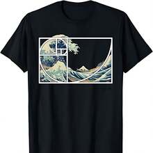 T-Shirt With The Great Fibonacci Wave In Kanagawa - 黑色 - 查看 1