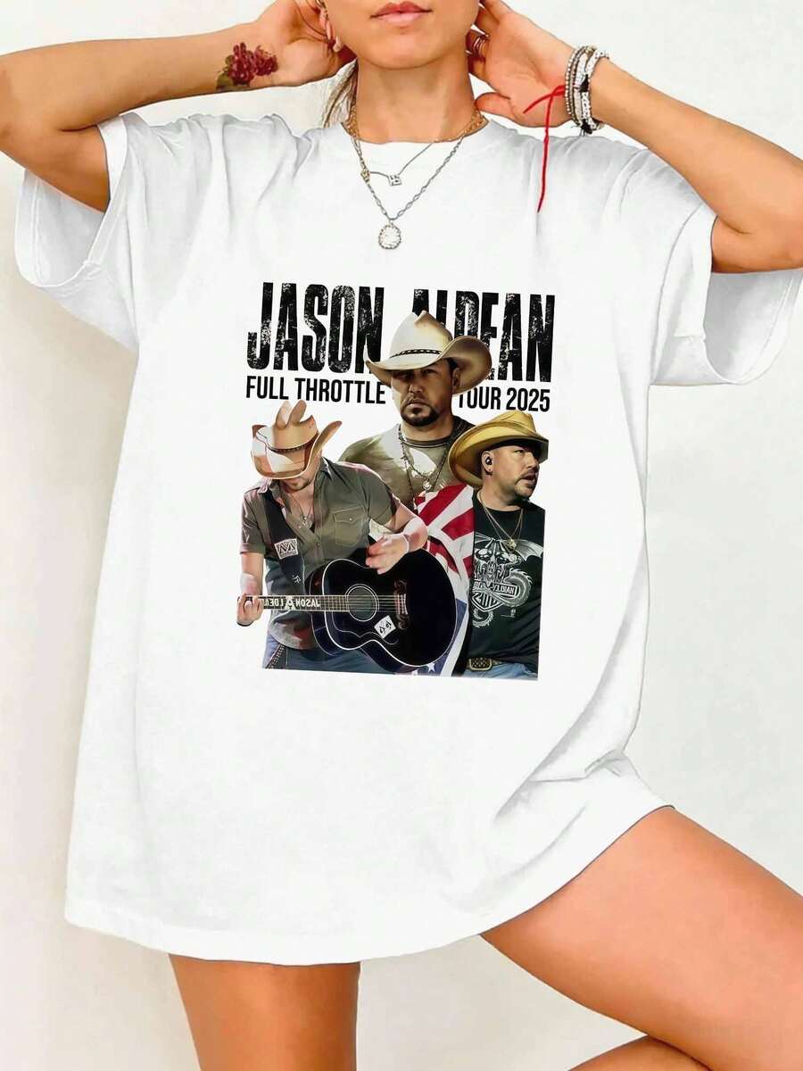 Full Throttle Tour 2025 Country Western Cowboy Fan Concert T-Shirt - White - View 1