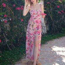 jianchaimaoyi02 Vestido largo de tirantes con estampado floral elegante para mujer, ideal para vacaciones de verano - Morado - Ver 6