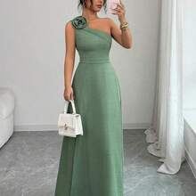 jianchaimaoyi02  Vestido de línea A con abertura, tirantes de hombro, espalda descubierta y ajustable en la cintura, con estampado floral verde. Elegante, romántico, femenino y versátil, ideal para uso casual, negocios, playa y fiestas en primavera/verano. - Marrón Chocolate - Ver 6