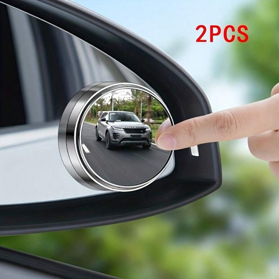 2件/1組，汽車後視鏡，高解析度圓形鏡，360度可調式盲區鏡，廣角鏡，增加車內兒童的安全性