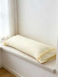 1pc 100% Polyester Solid Color Lace Long Pillowcase, Lightweight And Elegant, Soft As Clouds, Suitable For Bedding And Sofa Decoration (Pillow Insert Not Included) - Light Yellow - View 6