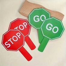 1/2pcs Red/Green GO/STOP Wooden Handheld Sign, Durable, Wear-Resistant, Anti-Deformation, Suitable For Team Building Interactive Games, Creating Atmosphere, Controlling Scenes, Guiding Activity Fun, Can Be Used As Interactive Props Or Atmosphere Regulators, Easy-To-Use Handheld Sign To Liven Up The Atmosphere And Enhance Activity Participation - A - View 4
