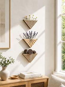 1 pieza Estantería de pared de triángulo geométrico estilo bohemio, soporte colgante para plantas suculentas, estantería para plantas de interior/exterior, estantería de flores de pared minimalista moderna, estantería decorativa, adecuada para sala de estar, dormitorio, balcón, entrada, decoración de pared de apartamento, exhibición de plantas, estilo nórdico bohemio, almacenamiento de pared ahorrativo de espacio y decoración del hogar - Multicolor - Ver 6