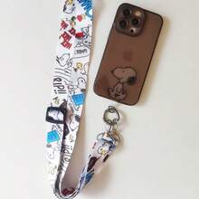 1個 Snoopy 固定夾式手機掛繩 卡通女款掛脖手機繩 防丟裝飾繩，適合送給粉絲、家人和朋友的小禮物，實用的日常用品 - 彩色 - 查看 5