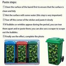 1pc Trash Can Sticker, Emerald Leaf Layered Shadow Theme Design, Wall Sticker Decor Wallpaper Self-Adhesive, Kitchen Trash Can Decoration (Suitable For Trash Cans, Walls, Home Decor) 37*82 Cm - A - View 7