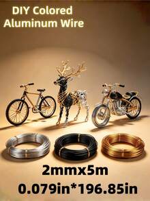 2mm X 5m Gold/Silver/Black Plated Bendable Flexible Craft Metal Wire, Suitable For Jewelry Making, Beading And DIY - A - View 1