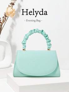 Helyda 1件薄荷綠時尚高端天鵝絨翻蓋晚宴包，迷人優雅女款商務包，適合女性日常使用，手拿包/手提包/單肩包/斜挎包，可用於婚禮/派對/舞會/晚宴及其他聚會 - 薄荷綠 - 查看 12