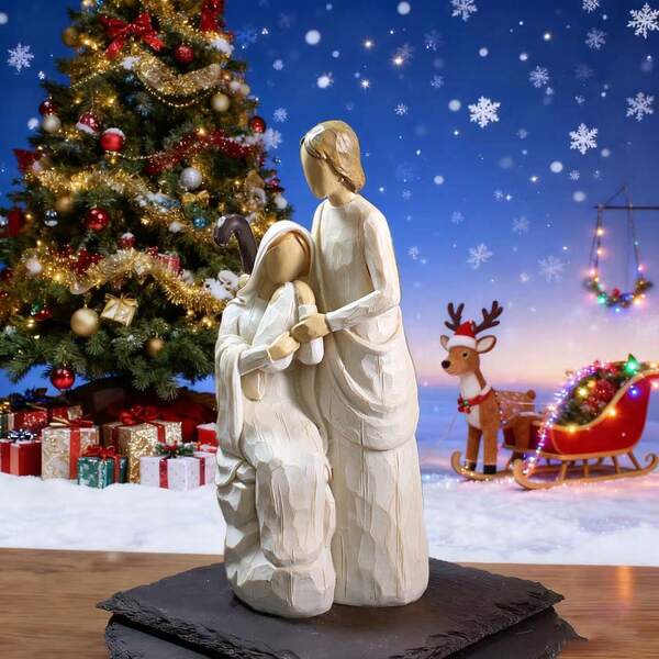 8.2 Inch Religious Family Statue Figurine, Nativity Scene Indoor Holy Family Statue, Catholic Figure Desktop Decor For Home, Small Religious Figurine For Indoor Desktop Decor, Suitable For Home Christmas Decoration, Holiday Gift
