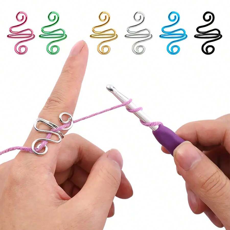 Anillos de ganchillo, anillos de ganchillo antideslizantes, protege tus dedos mientras tejes a ganchillo (Juego de 4) - ganchillo con los dedos - Ver 1