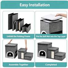Foldable Pet Climbing Ladder, Storage Step, Dog Ladder, Climbing Height, Non-Slip, Cat/Dog Sofa Ladder, 1 Gray Piece, Comes With Box Packaging. - Grey - View 5
