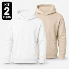 Set Of 2 Plain Kangaroo Jackets, Unisex, Comfortable Basic Winter Warmth - 白色+米色 - 查看 2