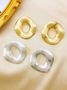 1 PC Simple Fashionable Exclusive Oversize Molten Smooth Chunky Hoop Statement Earrings For Party And Daily Dress   - Earrings - View 5