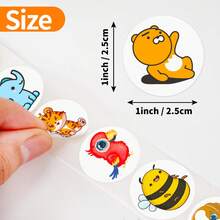 500pcs/Roll Small Animal Roll Stickers, Cartoon Animal Toy Reward Incentive Office Stationery Decoration Labels Seal Stickers Self-Adhesive Sticker Labels - 500 Stickers/roll - View 4
