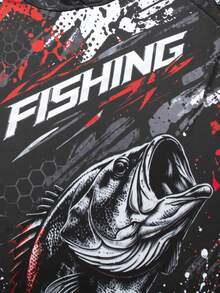 TELEYI Men's Black & Red Splatter Bass Fishing Hoodie With Sun Protection Mask, UPF Long Sleeve Quick-Dry Outdoor Shirt - Black - View 6
