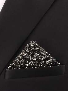 1 pieza Pañuelo de bolsillo brillante con pedrería de moda para hombre, accesorio de traje y esmoquin para boda, fiesta y banquete, pañuelo de bolsillo enchufable - Multicolor - Ver 14
