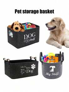 2pcs/3pcs Pet Storage Basket, Universal For Cats And Dogs, Pet Toy Organizer Box, Dog Toy Storage Box With Handle, Foldable Pet Supplies Storage Basket/Storage Box, Pet Supplies Storage Box - Multicolor - View 8