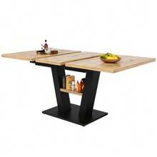 Telescopic Dining Table (118-157*70*75cm), Extendable Table, Kitchen Table, Extends From 118 To 157 Cm Thanks To Internal Extensions, For Kitchen And Living Room, Wood-Colored Dining Table - Natural Color - View 4