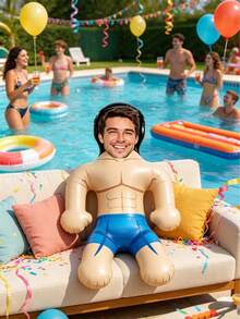 1pc Personalized Inflatable Blow-Up Doll, Customized With Your Face, Humorous Bachelorette Party, Bridal Gift, Inflatable Man, Wedding Favor, Special Occasion - Multicolor - View 7