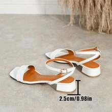 Women's Fashion Square Toe Metal Multi-Strap Hollow Open Toe Back Strap Metal Buckle Flat Sandals Comfortable Versatile Anti-Slip Roman Sandals - White - View 9
