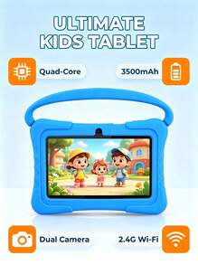 Qetupa 7-Inch Kids Tablet With Parental Controls, 3GB/4GB RAM, 32GB/64GB ROM, Android 13 Toddler Tablet, WiFi Support, Dual Cameras, Pre-Installed Educational Apps (Adapter Not Included) - Blue - View 7