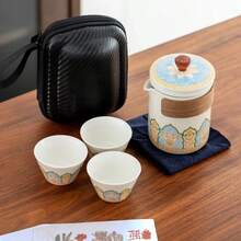 户外便携式茶具，旅行茶具，精巧功夫茶具，家居桌面装饰配件，适合送礼，可作咖啡杯和茶壶使用 - 彩色 - 查看 14