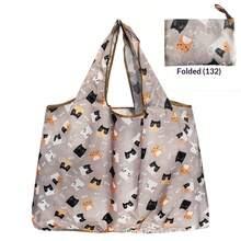 Soft Cute Cartoon Animal Print Large Capacity Palm-Sized Foldable Shopping Bag, Waterproof And Durable, Suitable For Grocery/Shopping/Travel, Exquisite Appearance, Reusable - A - View 11