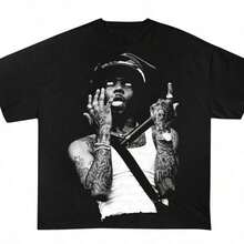 T-Shirt Casual Da Donna 2026 100% Cotone Con Stampa Digitale, Vestibilità Ampia, Comoda, Traspirante, S-5XL, Stile Street E Weekend Lounge, Maglietta Grafica Lil Uzi, Maglietta R - 返回 2 - 查看 1