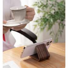1pc Wooden Desktop Phone Holder, Desktop Storage Rack, Desktop Stand, Phone Holder, Desktop Decoration, Desktop Accent, Suitable For Dining Table, Desk - Multicolor - View 4