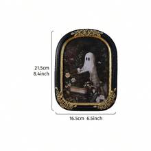 1PC Black Background Gold-Rimmed Rose Embossed Ghost Decorative Photo Frame, Resin Material Ghost Reading Book Rose Arch-Shaped Home Desktop Decor Photo Frame, Suitable For Bedroom, Study, Office Desk Photo Decoration And Photography Props - X Ghost Reading Rose Arched Photo Frame - View 12