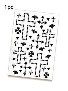 1pc/1set Halloween Face Rhinestone Stickers, Glue-Free Red & Black Cross, Bat, Blood Drip Rhinestone Combination, High Gloss Texture, Suitable For Face, Eyes, Neck, Fits Dark/Gothic Makeup, Create Thrilling Atmosphere Look - Multicolor - View 14