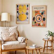 抽象壁畫 Hilma Af Klint 海報 幾何形狀帆布印花 靈性藝術壁飾 帆布藝術印花 適合客廳 臥室 書房 喬遷禮物 生日禮物 週年禮物 可選配框 - 多色 - 查看 3