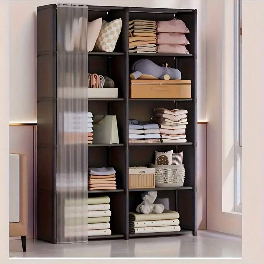 Dust-Proof Easy Assembly Wardrobe | Freestanding Closet Storage Rack | Large Capacity Bedroom Dorm Office Storage Cabinet