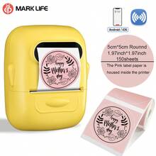 Marklife 1 buah (Kuning) Printer Label Termal Mini Portabel, Dilengkapi dengan 1 Gulungan Kertas Label Bulat, Tidak Membutuhkan Tinta, Kompatibel dengan Android dan iOS, Cocok untuk Pelabelan Alamat, Pengiriman Surat, Pengorganisasian Perlengkapan Kantor, dll. - MultiWarna - View 13
