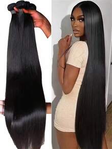 15A Bone Straight Bundles 28 30 32 Inch 3 Bundles Human Hair Bundle  Unprocessed Brazilian Virgin Hair 24 26 28 30 Inch 4 Bundles Human Hair Extensions For Women Natural Color - Natural Black - Xem 2