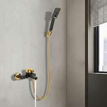 Bathtub Faucet With Hand Shower, Bathtub Shower Faucet With Valve, 3 Spray Patterns, G1/2 Thread, 1.5m Hose, Hand Shower For Bathroom (White Gold & Black Gold) - Black and Gold Version - View 4