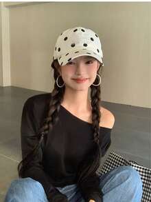 1pc New 2026 Korean Style Polka Dot Baseball Cap For Women, Summer Thin Breathable Sun Protection Hat, Face-Slimming Design - Multicolor - View 2