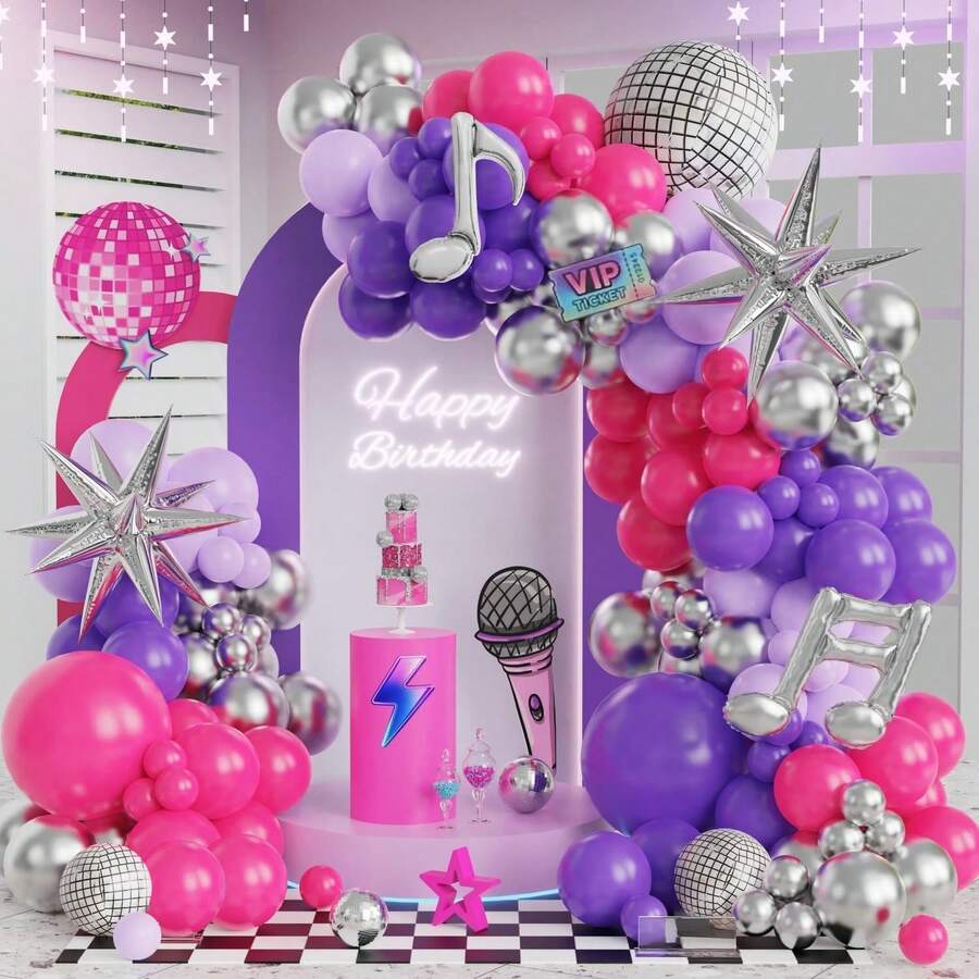 132pcs Music Hunter Balloon Arch Set - Koop Party Decor, Includes Disco ...