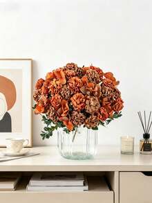 1 pieza Flor de bola de fénix artificial, adecuada para decoración del hogar, exterior, jardín, decoración del patio, regalo DIY, regalo del Día de San Valentín, hotel, fiesta, boda, decoración de mesa - naranja - Ver 7